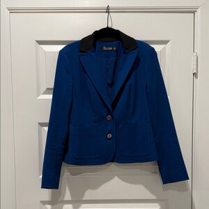 New York & Company Women's Blue Blazer with Black Collar